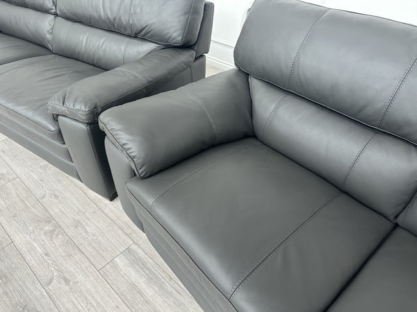 Furniture Village Cozee Dark Grey Pure Premium Leather 3+2 Seater Sofa Set9