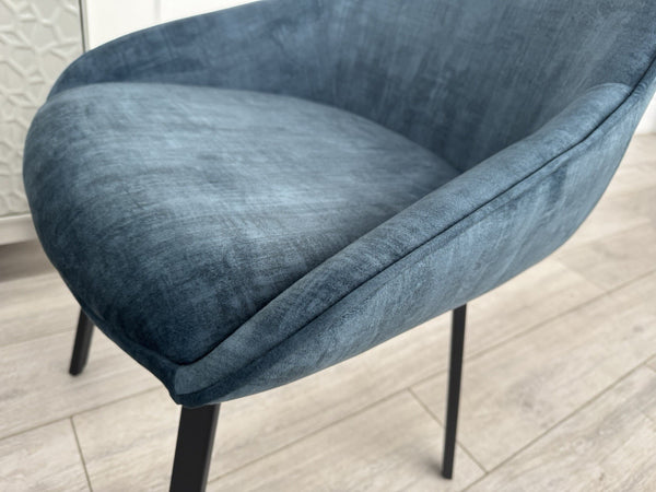 Furniture Village Veja Navy Blue Velvet Set Of 8 Swivel Dining Chairs15