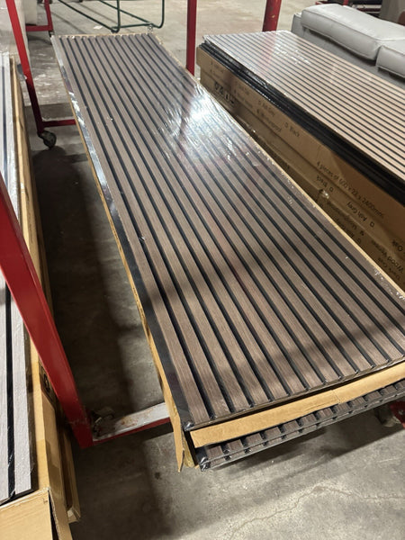 Acoustic Slat Wood Wall Panel Modern Interior Media Wall - dark oak 2.4m x 0.6m2