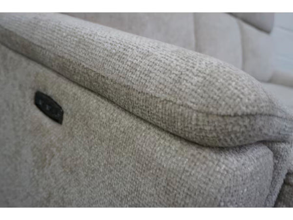 Furniture Village Chilli cream cross weave fabric power recliner 3 seater sofa2