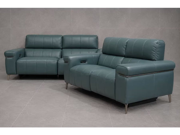 Furniture Village Homestage Lake Green 3 & 2 Seater Sofa Set Power Recliner0