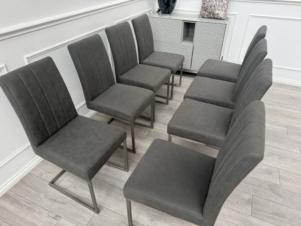 Furniture Village Grigio Set of 8 Grey Suede Dining Chairs1