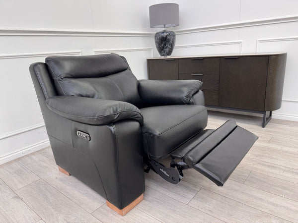 DFS Laiken Black Genuine Leather Armchair Electric Power Recliner17