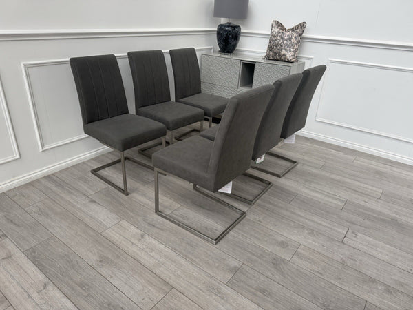 Furniture Village Grigio Set of 6 Grey Suede Dining Chairs0
