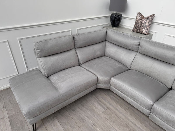 Furniture Village Contempo Grey Microfibre Power Recliner L Shape Corner Sofa13
