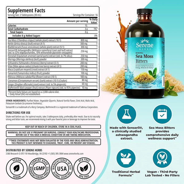 Serene Herbs Mineral Sea Moss Bitters – Liquid Herbal Dietary Supplement2