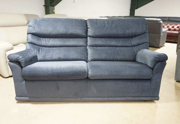 G Plan Malvern Static 3 Seater Sofa in Navy Blue Shimmer Fabric 1