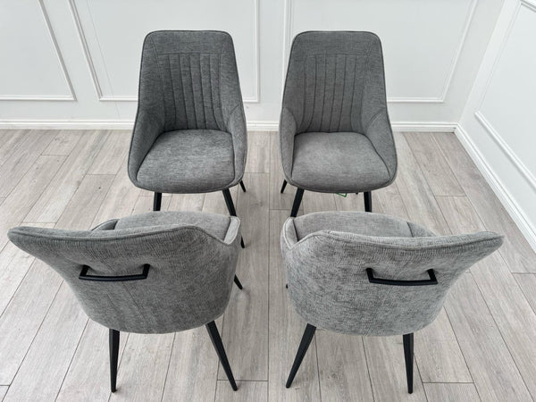 Furniture Village Crete Set Of 4 Swivel Dining Chairs Grey Fabric14
