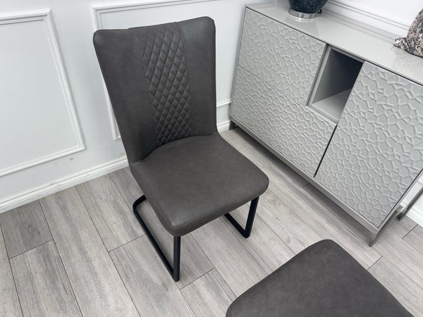 Furniture Village Loki Premium Faux Leather Pair Of 2 Dining Chairs Grey15