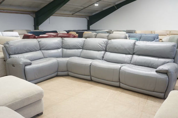 FV Link mid grey leather electric reclining 5 piece Large Corner Sofa1