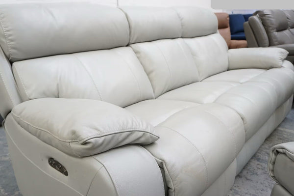 Furniture Village Moreno grey leather power recliner 3seater & Armchair sofa set3
