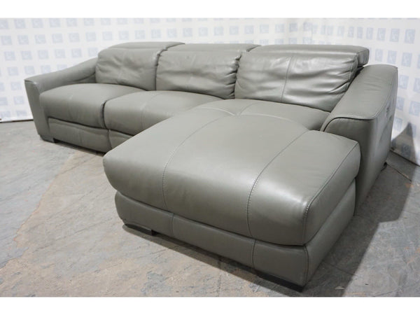 FV Xavier dark elephant grey leather power Recliner RHF 3 Seater Lounger Sofa0