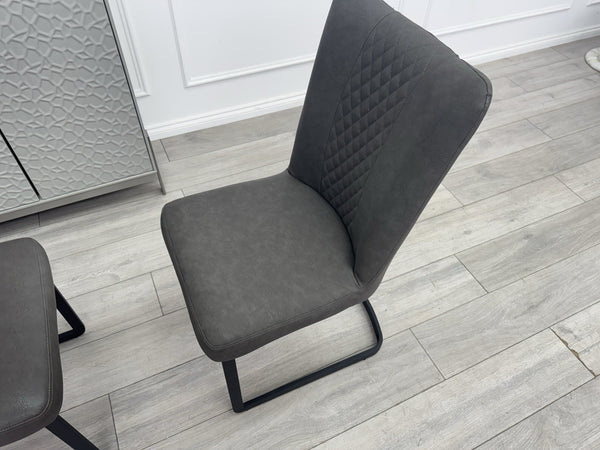 Furniture Village Loki Premium Faux Leather Pair Of 2 Dining Chairs Grey5