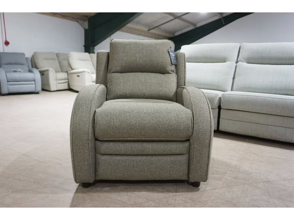 Parker Knoll Charleston green mix herringbone fabric electric reclining armchair3