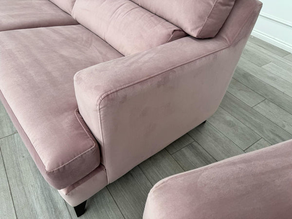 Furniture Village Lounge Co Romilly 3 Seater + Armchair Sofa Set Pink Velvet21
