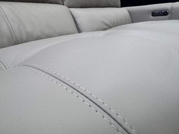 Furniture Village New York Power Recliner 3 Seater Sofa Pale Grey Leather13