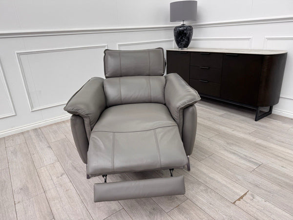 Furniture Village Jude Grey Leather Armchair Power Recliner Telescopic Headrest6