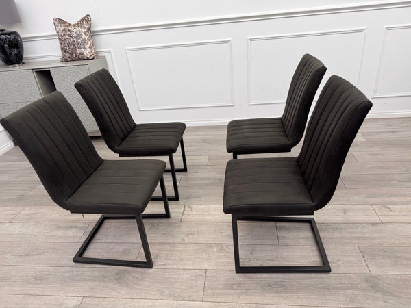 Furniture Village Grigio Set of 4 Grey Charcoal Faux Suede Dining Chairs9