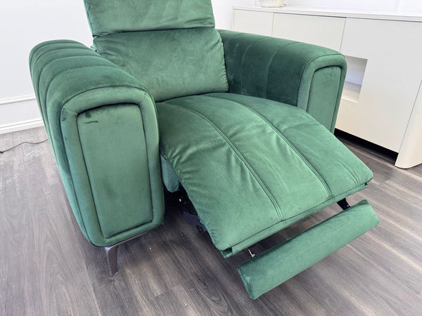 DFS Torren Power Recliner Armchair Green Velvet Power Headrest15