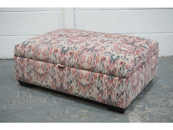 Parker Knoll Designer patterned fabric large rectangular storage footstool1