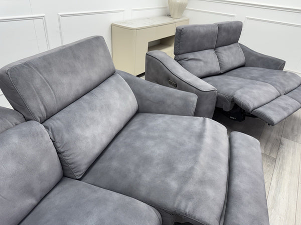 FV Xavier Grey Velvet 3+2 Seater Sofa Set Power Recliners & Headrests22