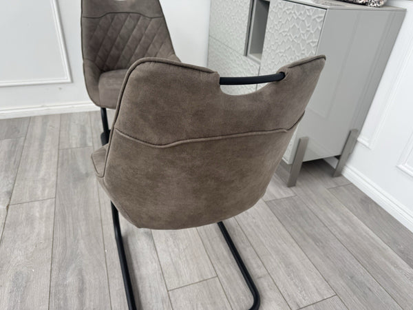 Furniture Village Warrior Taupe Faux Leather Pair Of 2 Cantilever Dining Chairs13