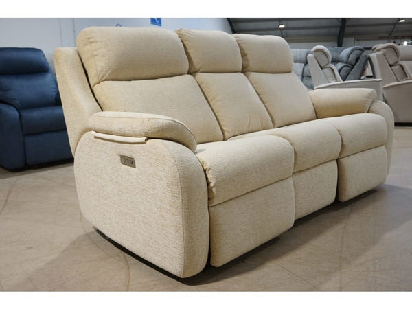 G Plan Kingsbury boucle oyster fabric electric reclining 3 seater sofa3