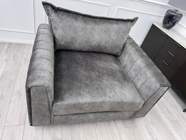 DFS Devine Grey Velvet Loveseat Cuddlier Armchair2
