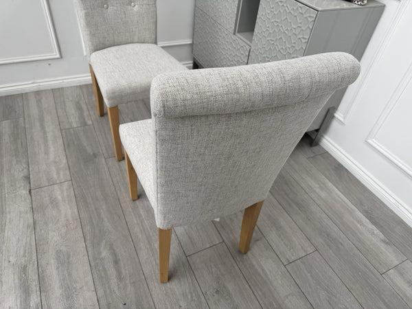 Furniture Village Augusta Cream Fabric Pair Of 2 Roll Back Dining Chairs3