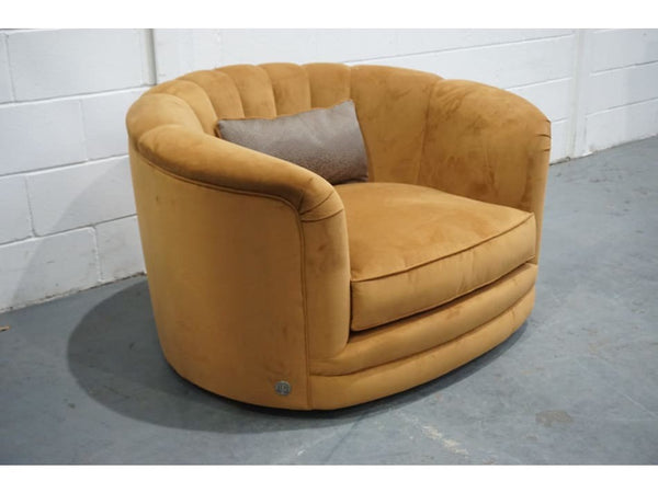 Duresta Bardot zion camel velvet fabric large swivel armchair2