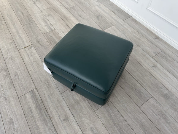 Furniture Village Green Leather Storage Footstool LINK MORENO STARLIGHT5