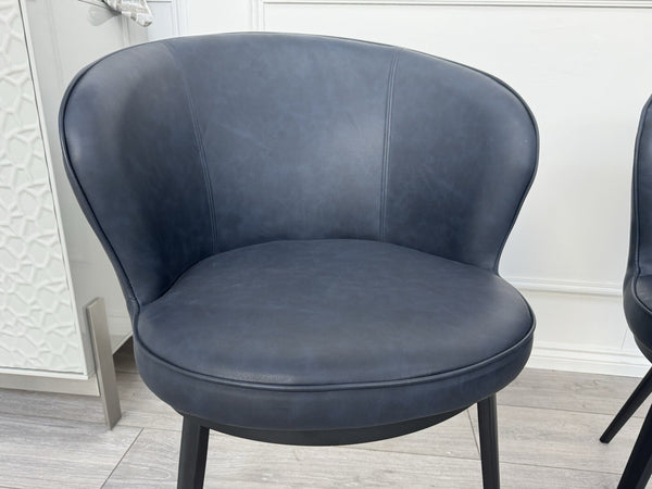 Furniture Village Hela Pair of 2 Navy Faux Leather Dining Chairs3