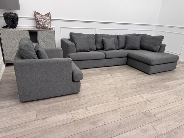 DFS Grey Fabric Corner Sofa And Armchair Sofa Set11