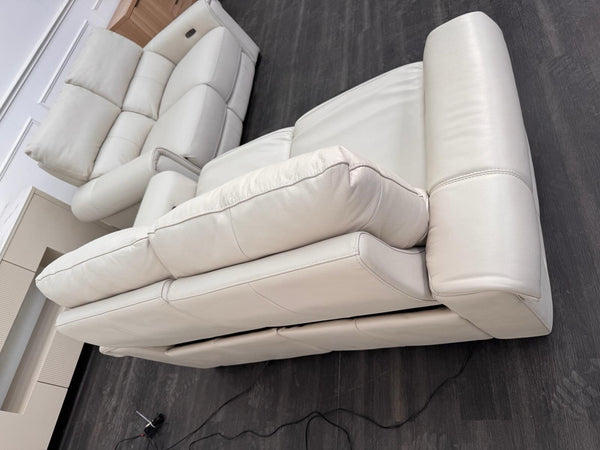 Furniture Village Nixon 2 & 2 Seater Sofa Set Power Recliner Frost Leather13