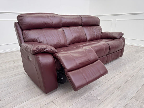 Furniture Village Moreno Power Recliner 3 Seater Sofa Cherry/Burgundy Leather7