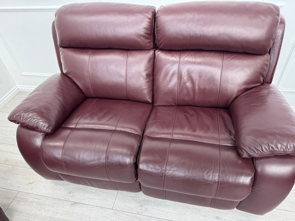 Furniture Village Moreno Power Recliner 3 + 2 Seater Sofa Set Burgundy Leather12