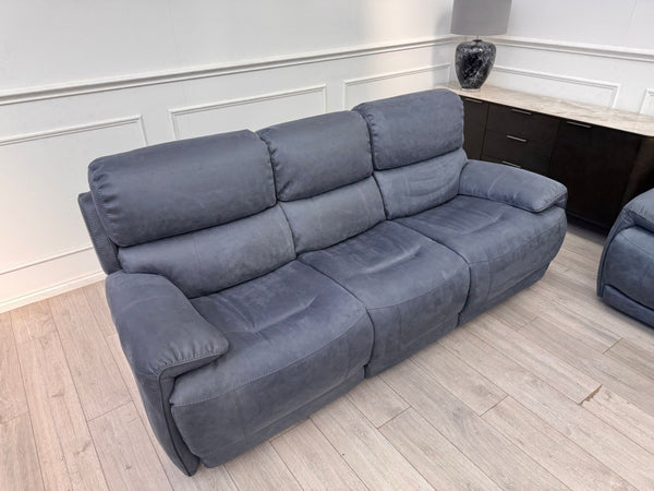 Furniture Village Link Power Recliner 3 Seater And Armchair Navy Blue Microfibre12