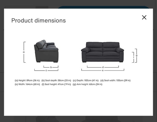 Furniture Village Cozee 2.5 & 2 Seater Sofa Classic Black Pure Premium Leather2