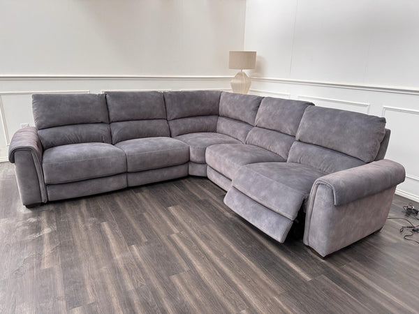 Furniture Village Nixon Large Power Reclining Corner Sofa In Grey Lux Velvet4