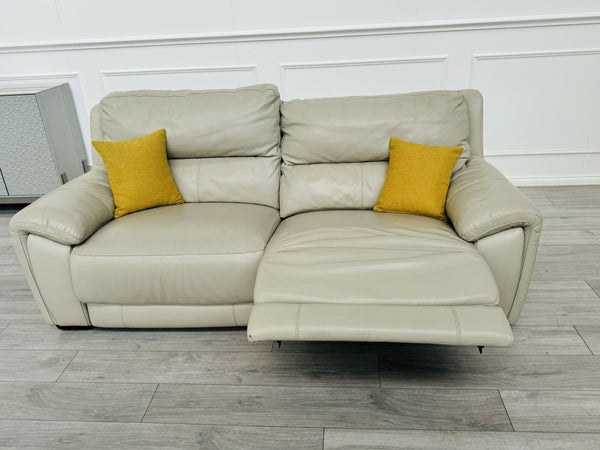 Furniture Village Feather Grey Leather Power Recliner 3 Seater Sofa22
