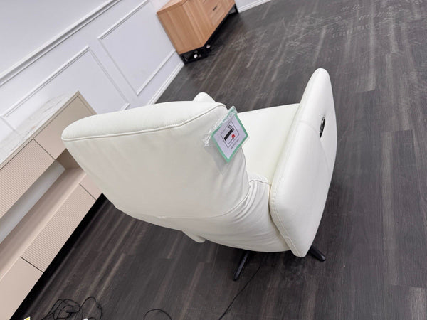 Furniture Village Le Mans Power Recliner White Leather Swivel Armchair8