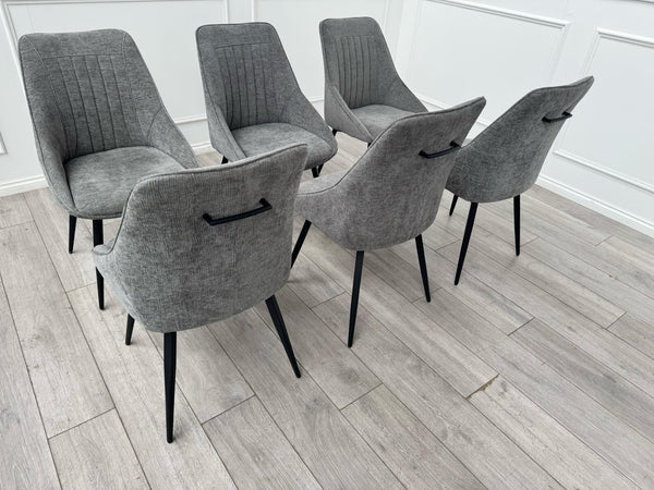 Furniture Village Crete Set Of 6 Swivel Dining Chairs Grey Fabric13