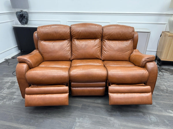 Parker Knoll Boston Brown Leather Power Recliner 3 Seater Sofa15