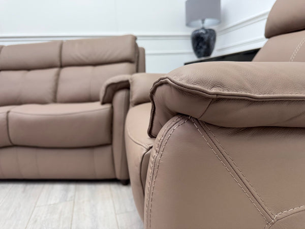 Furniture Village Dark Taupe Leather Power Recliner Armchair5