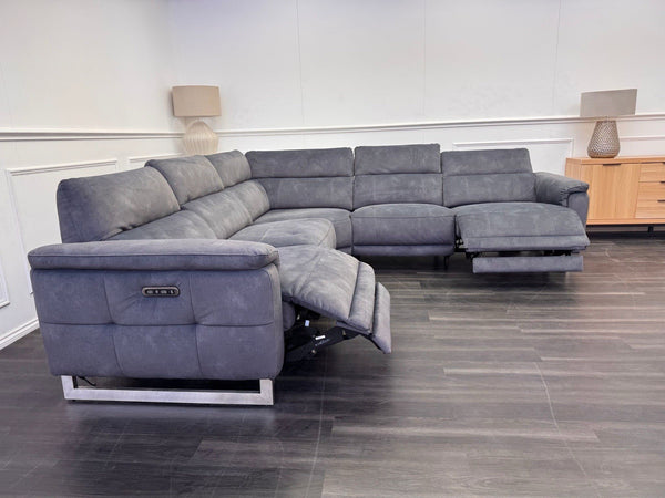 Furniture Village Moet Dark Grey Fabric Power Recliner Corner Sofa Headrests1