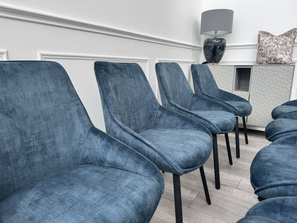 Furniture Village Veja Navy Blue Velvet Set Of 8 Swivel Dining Chairs14