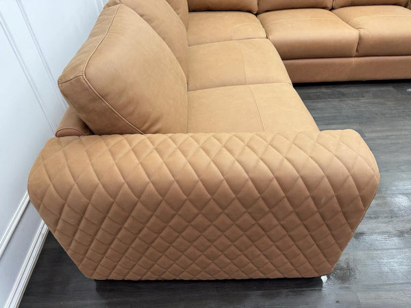 Sofology Tan Brown Leather Symmetrical Corner Sofa (Not Recliner)17