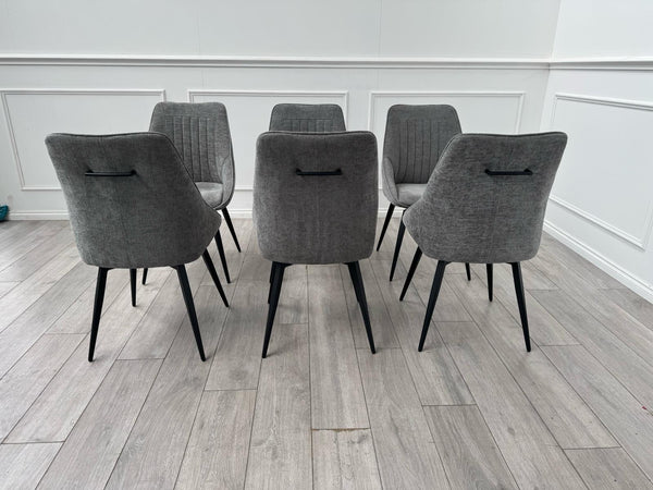 Furniture Village Crete Set Of 6 Swivel Dining Chairs Grey Fabric (Delivery)10