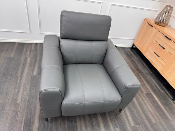 DFS Jagger Power Recliner Armchair Grey Leather Power Headrest2