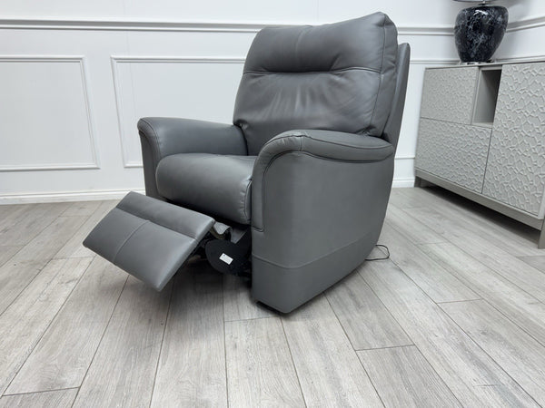 Parker Knoll Hudson 23 Grey Leather Armchair Power Recliner & Headrest & Lumbar11